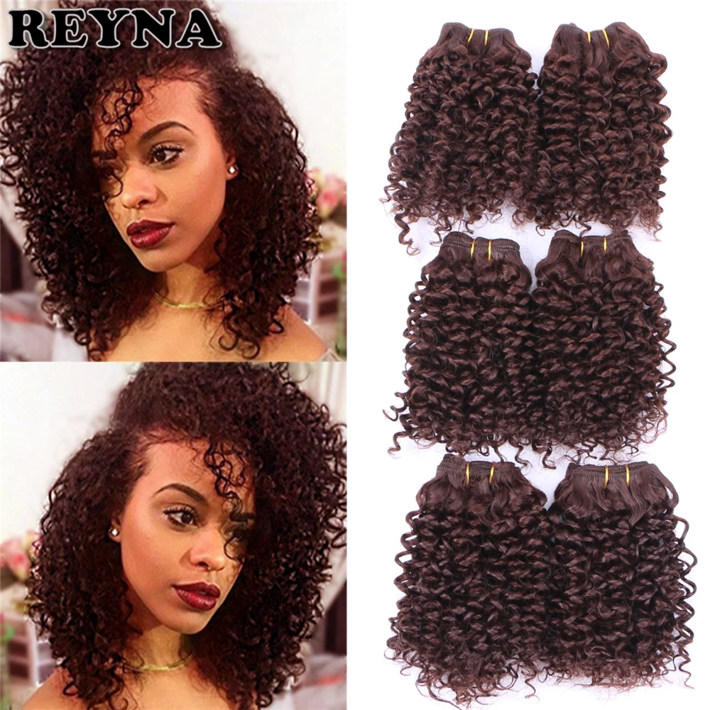 REYNA Kinky Curly синтетические волосы для женщин высокая температура волокно Ткань пучки волос 6 шт. 210 г 8 "дюймов химическое наращивание волос