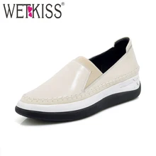 WETKISS/ г.; женская обувь на плоской подошве в стиле пэчворк; обувь на платформе без застежки с квадратным носком; весенняя женская обувь; Новая повседневная обувь из натуральной кожи