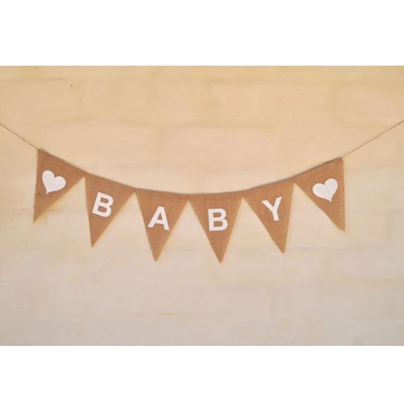 White Heart BABY Деревенский Пол выявить маленьких мешковины овсянки партия гирлянда hessain баннеры Baby Shower украшения флаг Декор вечеринок - Цвет: White Heart BABY