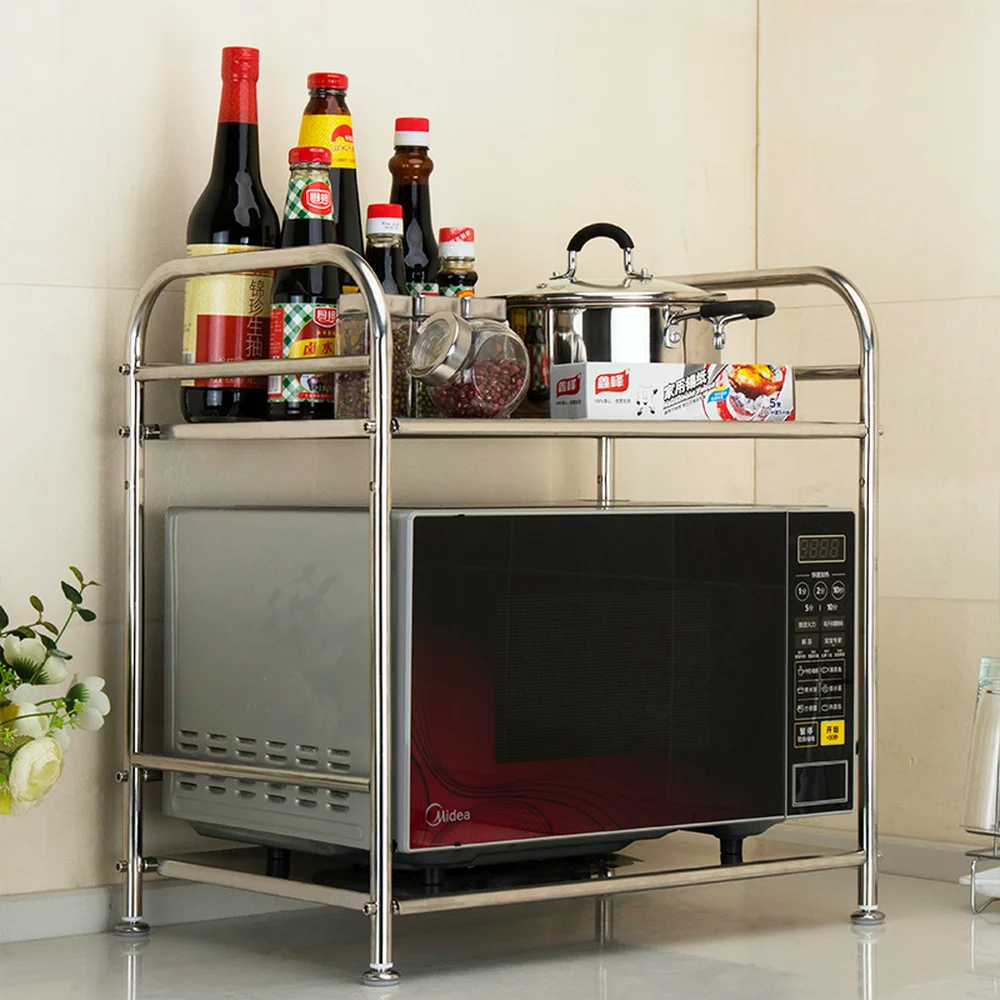  A1 Stainless steel kitchen supplies rack floor microwave oven oven rack storage rack spice rack kni - 32920379576