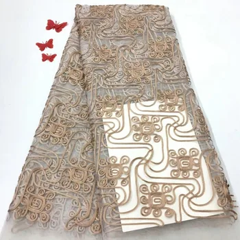 

embroiderd lace fabric Cyndi-12.2902 with sequins beautiful Nigerian sequins lace fabric for party dress