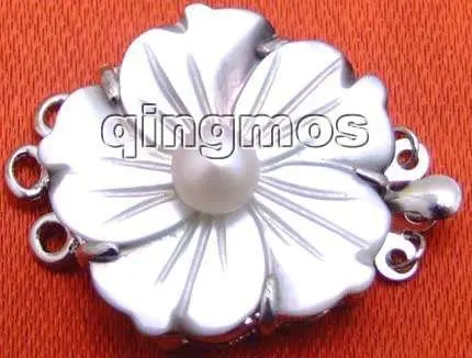 

25mm Flower shell and 6mm Pearl three strands Clasp-g83