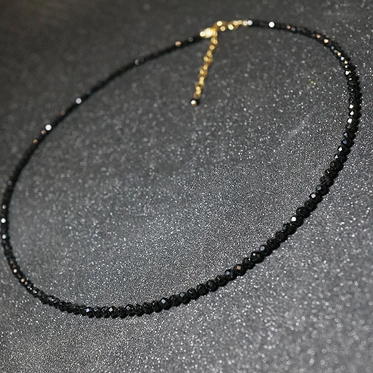 Корейский простой маленький черный кристалл чокер с бусинами ожерелье для женщин шеи ювелирные изделия стеклянный шар Короткие ожерелье женские ожерелья и подвески