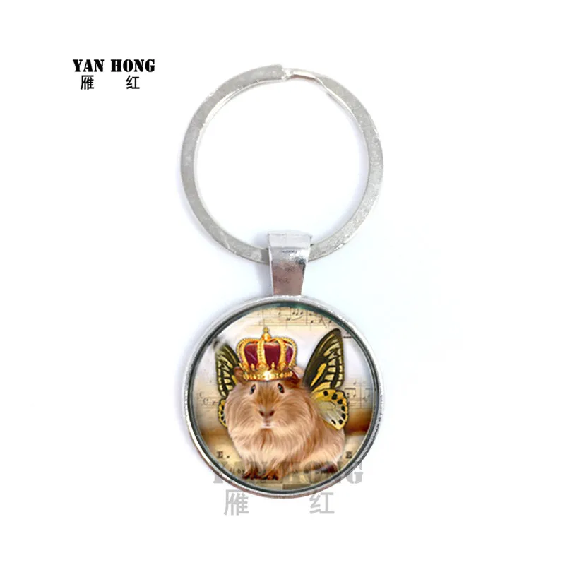 

YANHONG beloved pet key chain round glass mute dog pattern series handmade key chain dog enthusiasts creative poison whol