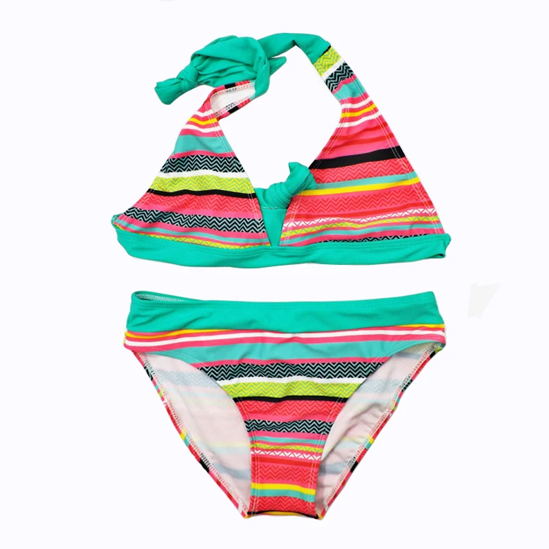 

Children 2pcs Bikini Girls Swimwear Cute Baby Striped Biquini Infantil Girls Swimsuit Kids Beach Wear Bathing Suits Beachwear