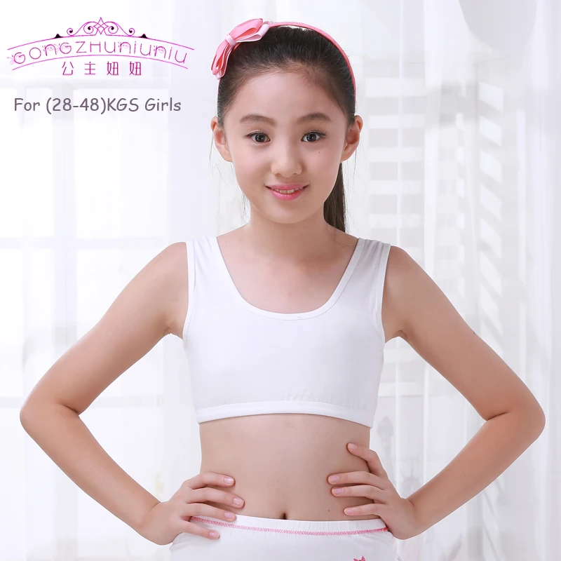 Gongzhuniuniu 9 15y Young Girl Solid White Color Cotton Training Bra 