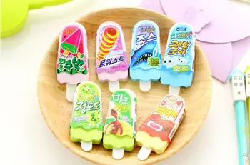 

1 Pics Cute Kawaii Erasers Ice Cream 3d Pencil Eraser For Students School Supplies gifts korean papelaria