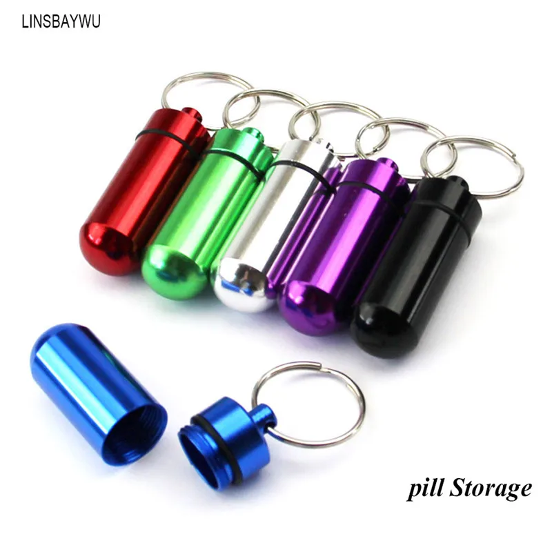 Premium Quality Portable WaterProof Mini Blue Aluminum Keychain Tablet Storage Box Bottle Case