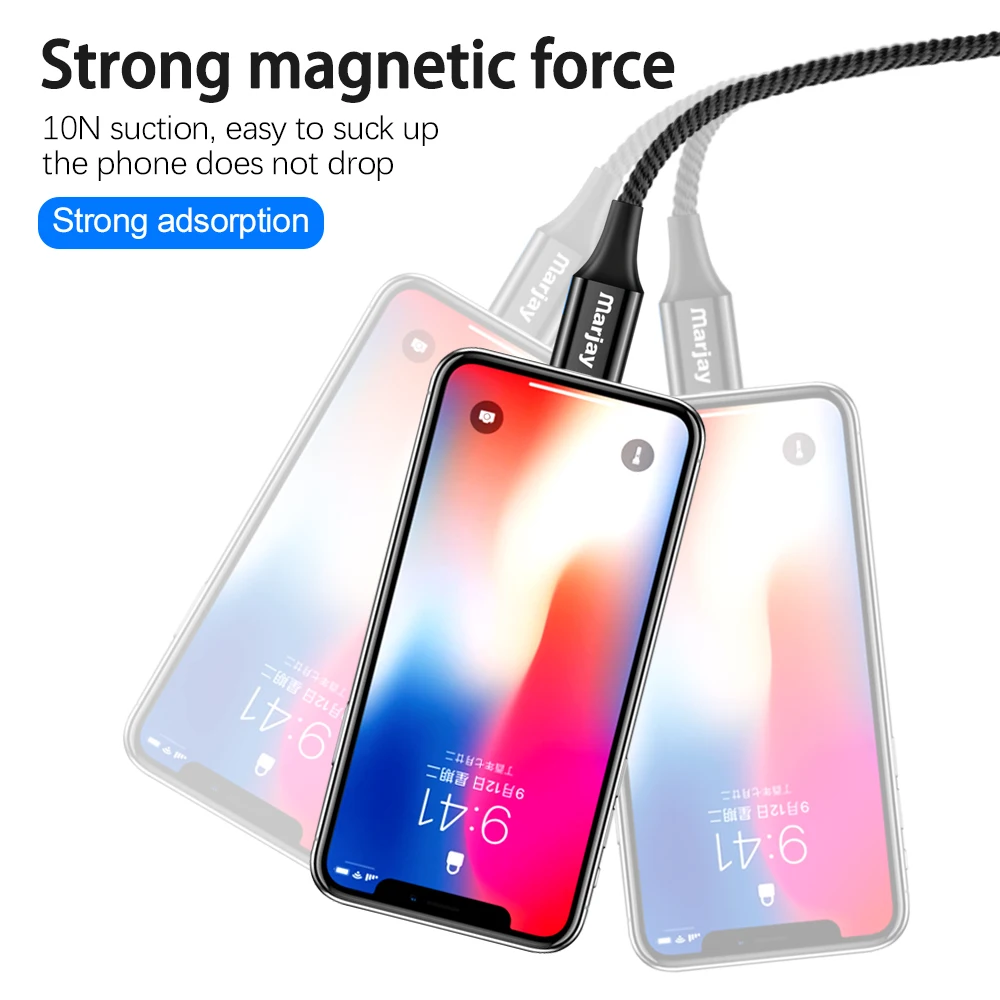 Marjay 3A Магнитный кабель для быстрой зарядки Micro usb type-C кабель для iPhone XR XS samsung S9 S10 Xiaomi huawei USB-C кабель для зарядного устройства