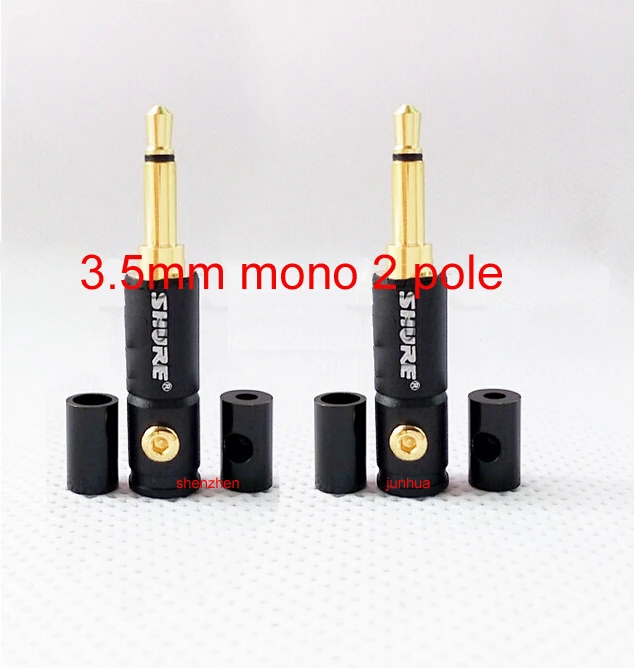20pcs free shipping 3 5mm mono 2 pole Male Headphone Jack for shure Audio Connector Adapter