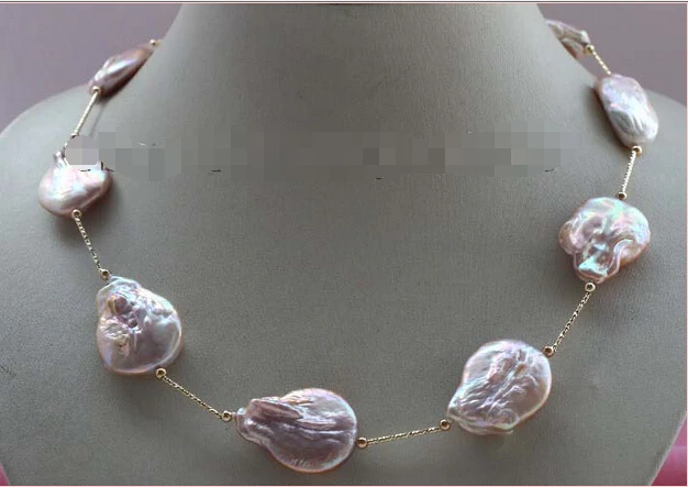 Natural 28mm Purple Baroque Reborn keshi Pearl Necklace Chain 14k #f2305 AAA | Украшения и аксессуары