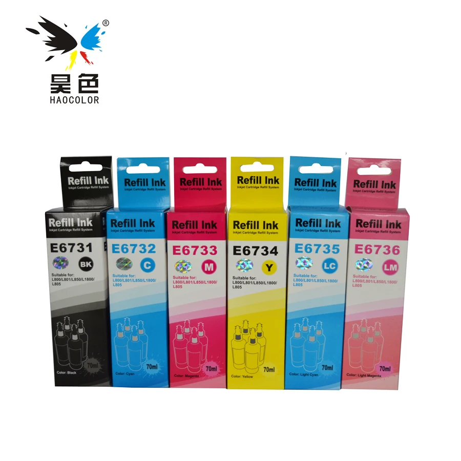 6*70ml quickly dry formula refilled ink kit T6721 T6724 For Epson L101 111 201 211 358 L301 303