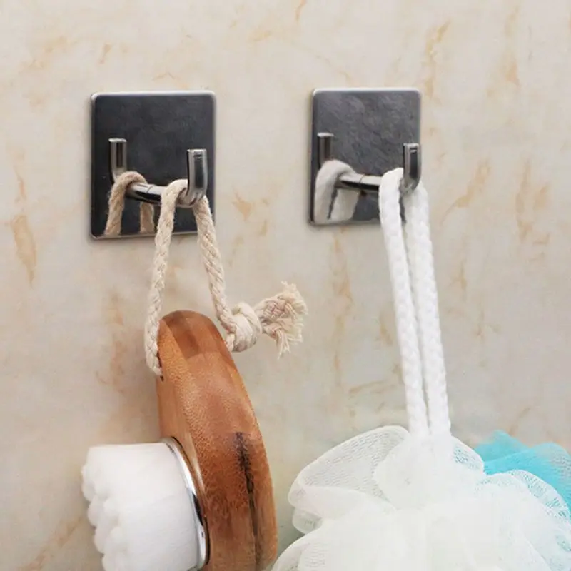 Stainless Steel Self Adhesive Bathroom Wall Door Holder Hook Hanger ...