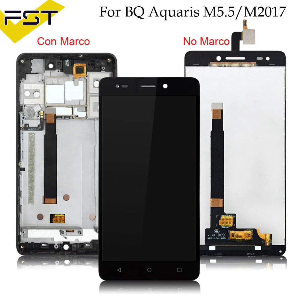 Дешево Для BQ Aquaris M5.5 BQ Aquaris M2017 ЖК дисплей с кодирующий преобразователь сенсорного экрана в сборе с рамкой для BQ M5.5 ЖК панель Tactil