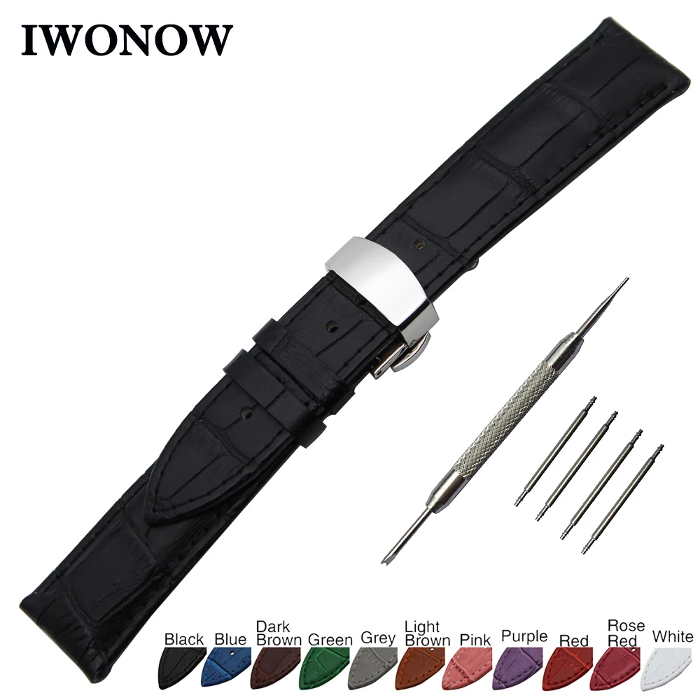 

Genuine Leather Watch Band 20mm 22mm 24mm for Diesel Stainless Steel Butterfly Buckle Strap Wrist Belt Bracelet + Spring Bar