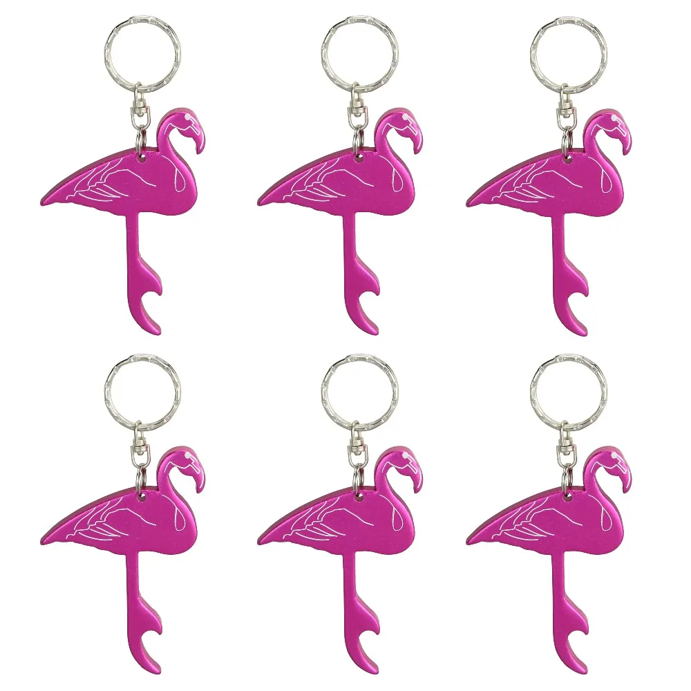 TEMLUM 6 Pcs Flamingo font b Custom b font Personalized Beer Bottle Opener Keychains Aluminum Alloy
