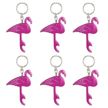 TEMLUM 6 Pcs Flamingo Custom Personalized Beer Bottle Opener Keychains Aluminum Alloy Bottle Opener keychain Wedding Favor
