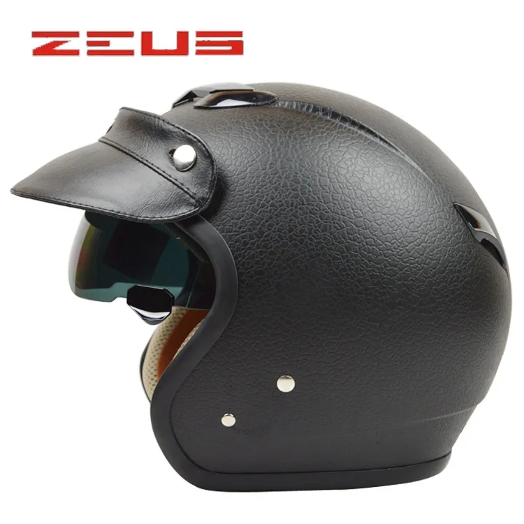 Модные Винтажные мото rcycle шлем Ретро мото Casco скутер открытый шлем ZEUS 381C capacete - Цвет: Leather