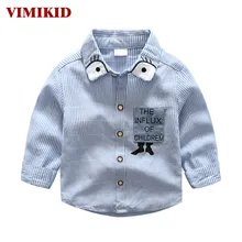 VIMIKID Мальчики Костюмы рубашка новая осенняя футболка с длинными рукавами в полоску с принтом в виде отворота женские Одежда с буквами детская одежда рубашка k1