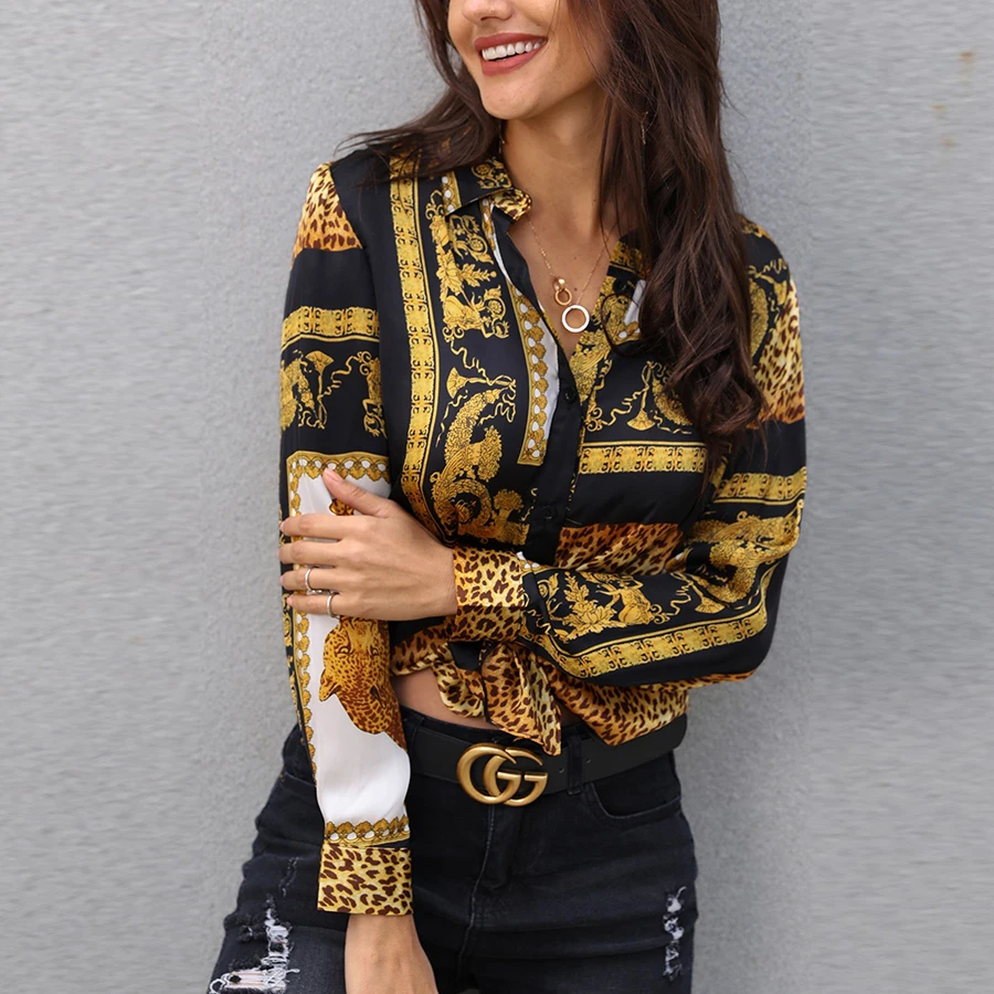2019 Новый женский свитер модная новая рубашка с длинными рукавами и принтом