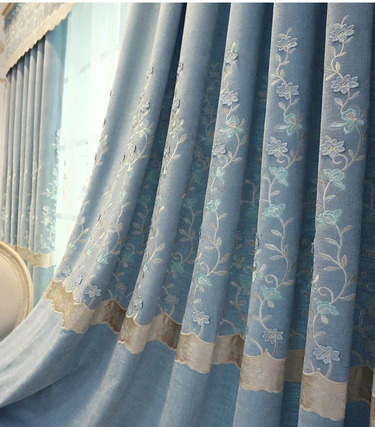 Вышитая ткань для штор, утолщенная кашемировая шенилловая занавеска для спальни, занавеска на заказ