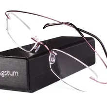 Agstum Женская оправа без оправы чистый титановый рецепт Hingeless очки Rx прозрачные линзы