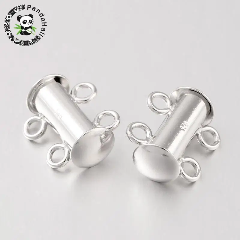 Buy 2pcs 4 hole sterling silver slide lock clasps for