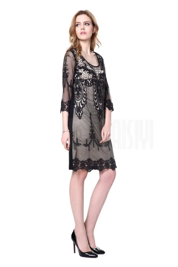 LAISIYI/Новые Брендовые женские платья, кружевное винтажное платье-миди с вышивкой и цветочным рисунком, Vestidos Feast DR10119