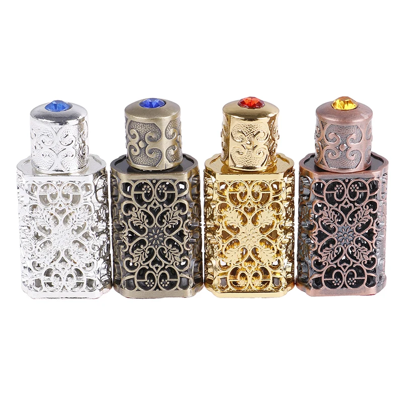 3 мл старину металлический флакон для парфюма Арабский стиль Бутылочки для эфирных масел Контейнер Сплав Королевский стеклянная бутылка