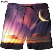 CJLM НОВЫЕ ПОСТУПЛЕНИЯ Цветные лунные шорты 3D Звездное небо мужские шорты с принтом высокого качества Мужская одежда