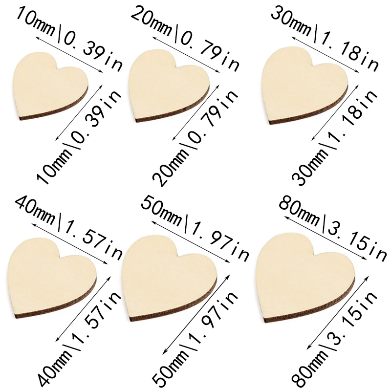 10/25/50/100pcs DIY пустая сердце деревянные ломтики диски дерево с принтом «сердце», «Любовь пустые необработанные Изделия из природных материалов поставки Свадебные украшения