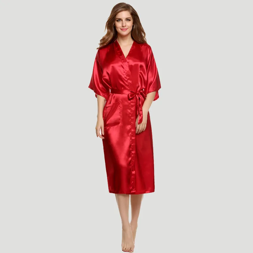 

Sexy Women Wedding Bridesmaid Robes Solid Lingerie Satin Bathrobe Half Sleeve Summer Dressing Gown Nightwear