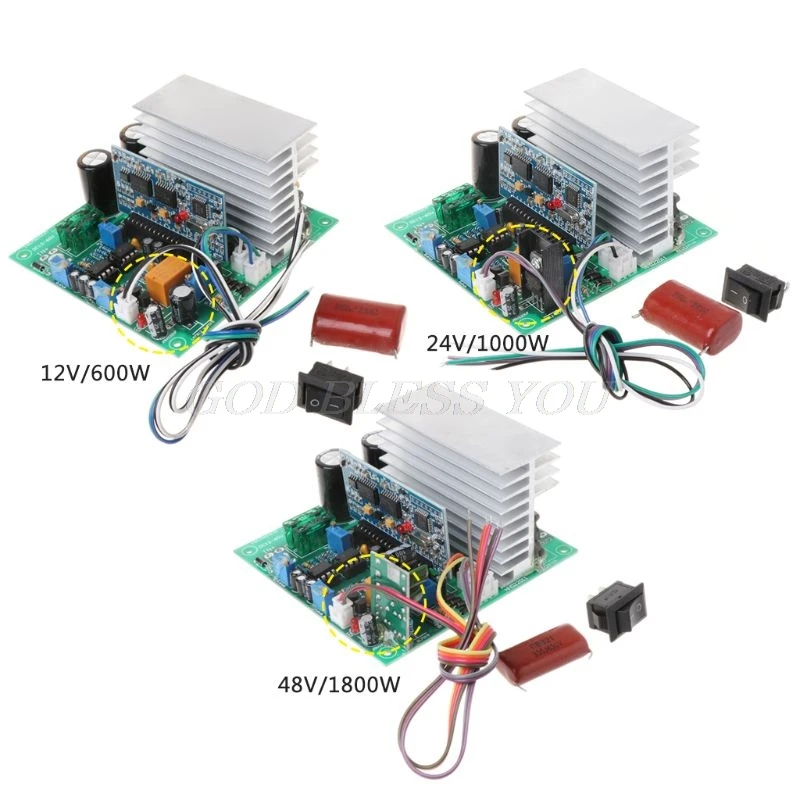 Инвертор с чистым синусом Мощность преобразователь частоты доска 12/24 V/48 V 600/1000/1800W готовой Панели для "сделай сам"