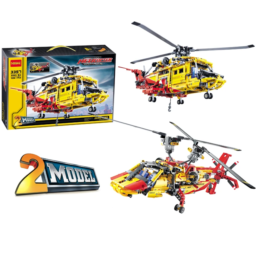 

Decool Technic Compatible legos 2model Helicopter F1 Rally Car Racer MOC sets model building kits brick blocks Toys for Kids