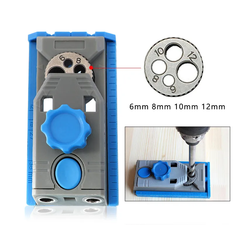 2-in-1 Woodworking Drilling Hole Jig Inclined Locator Oblique Hole Jig Kit W/ Scale Straight Hole Positioner Punching Tool