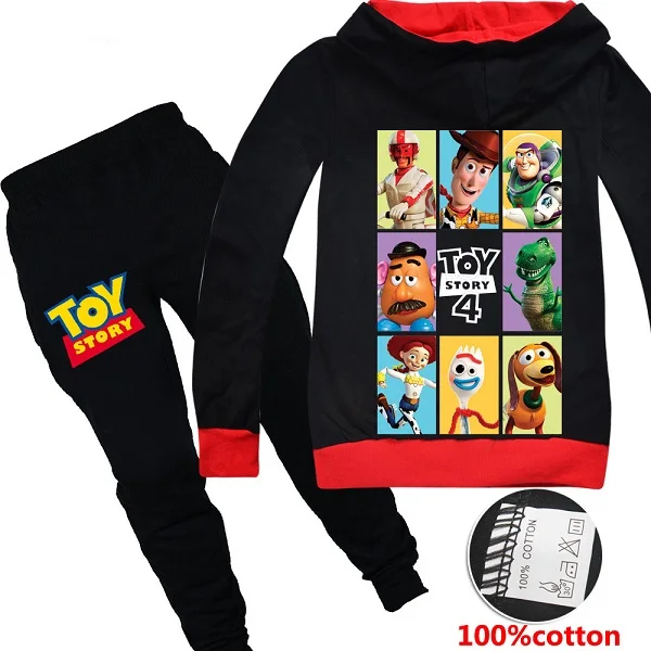 Toy Story 4 Cartoon Cosplay Kids Cotton Clothes Sets Baby Girls Boys Sports Hoodie T-Shirt Pants 2pcs/Sets Casual Tracksuit - Цвет: Hoodie pants 2pcs