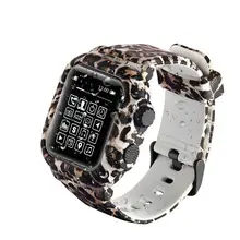 Силиконовый спортивный ремешок для apple watch band 42 мм браслет с ТПУ лицевой защитный чехол для часов apple watch 4 band 44 мм Леопард