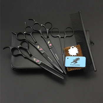 

7" Professional Pet Grooming Kit JP440C Straight & Thinning & Curved Scissors Dog Cat Hair Cutting Shears Add Hemostat Comb Case