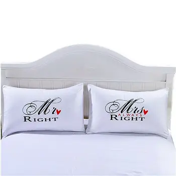 

Mr and Mrs Pillowcases Home Couple Pillow Cover Back and White Anniversary Wedding Gift Pillow Case