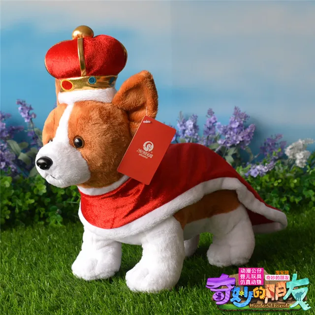 new plush Welsh Corgi dog toy high quality brown standing dog doll about  33cm