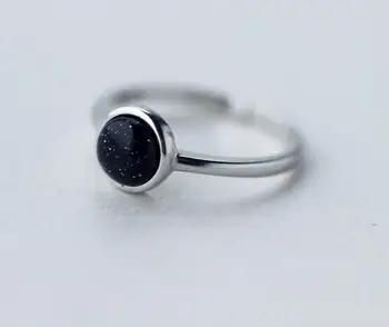 

Wholesale Sterling-silver-jewelry Black Semi-precious Stone Purple & Gold Sand 925-sterling-silver Ring Korean GTLJ1010
