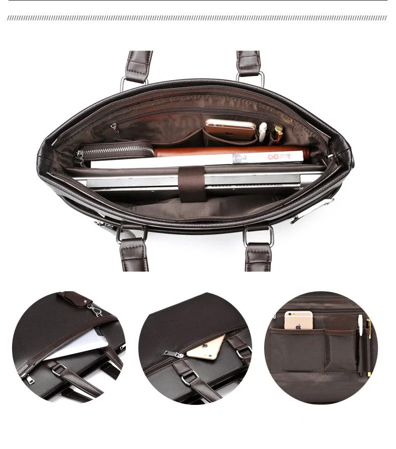 Briefcase Faux Leather Business Office Laptop Bag 3 Piece Set