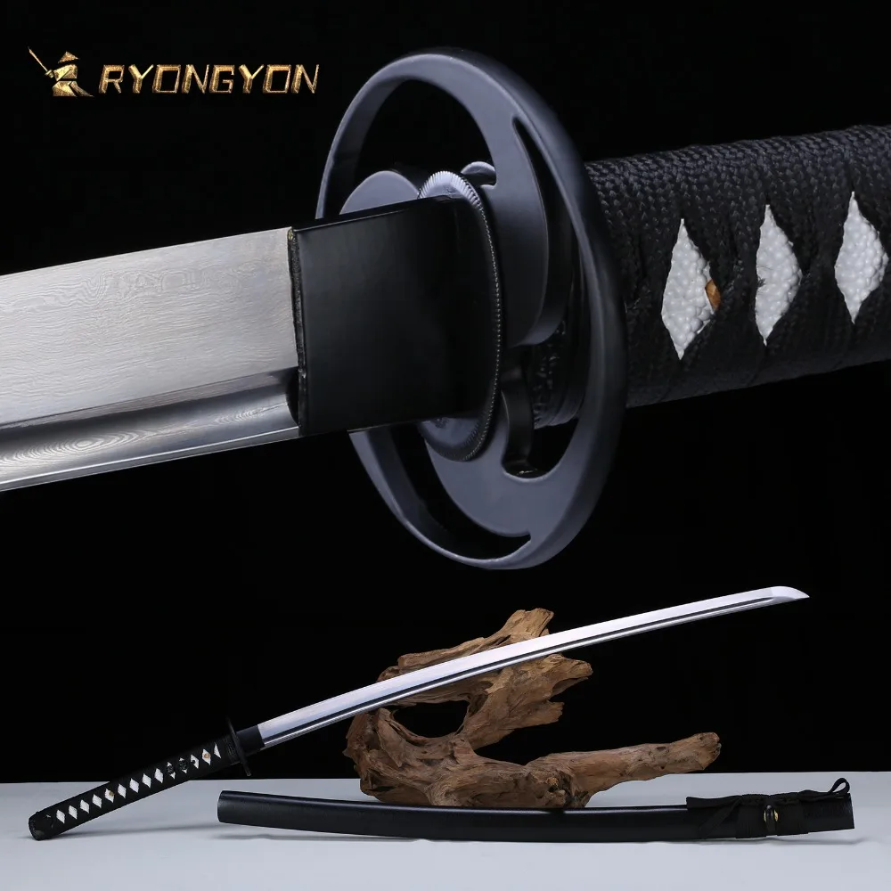 

Handmade Katana Real Sword Sharp Genuine Japanese Samurai Sword Japan Ninja Sword Damascus Folded Steel Full Tang Blade 723