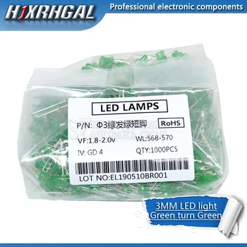 

1000pcs Green clight-emitting diodes Green turn Green 3mm led new and original hjxrhgal
