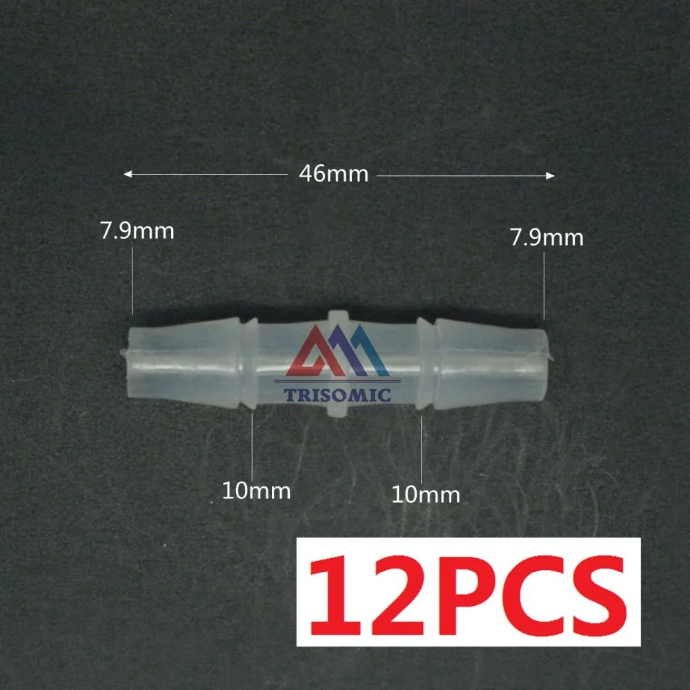 

12 pieces7.9mm Straight Connector Plastic Fitting Barbed Connector Material PP Hose PVC Tube Joiner Fitting Aquarium Tank
