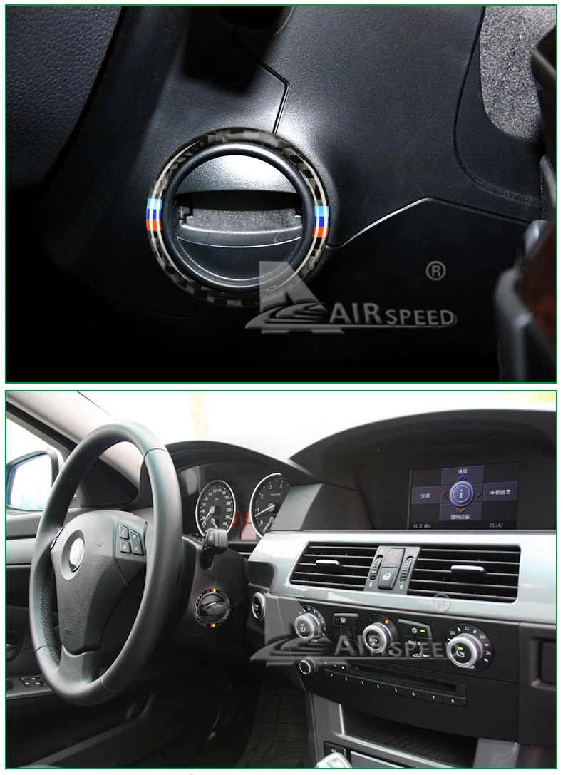 Airspeed for BMW E60 Accessories BMW E60 Sticker Stickers for BMW E60 Carbon Fiber Interior Trim Car Ignition Keyhole Ring Cover (6)