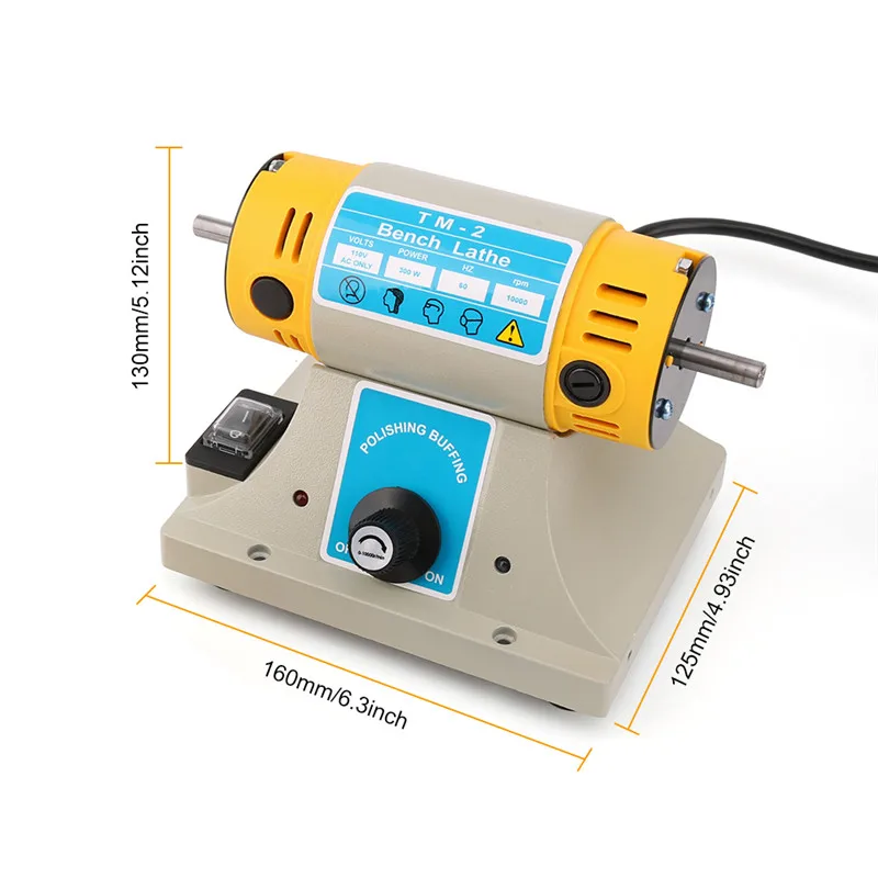350W Electric Grinder Polishing Machine Kit Adjustable Speed Polisher Sanding Jewelry Dental Motor Lathe Bench Mini Burnishing (2)