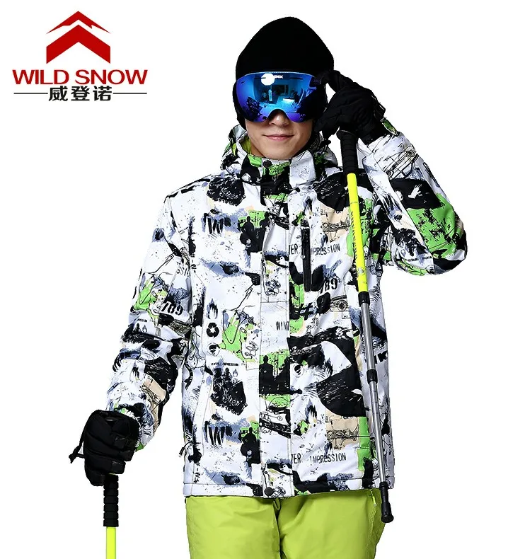 Men white and black Ski Jacket male Snow outerwear mens riding