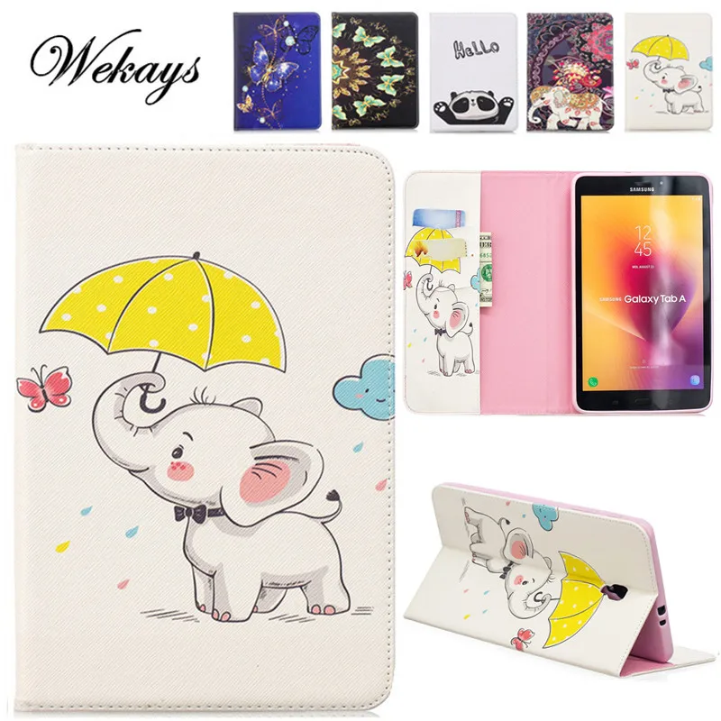 Wekays Cute Cartoon Elephant Leather Flip Fundas Case For Coque Samsung