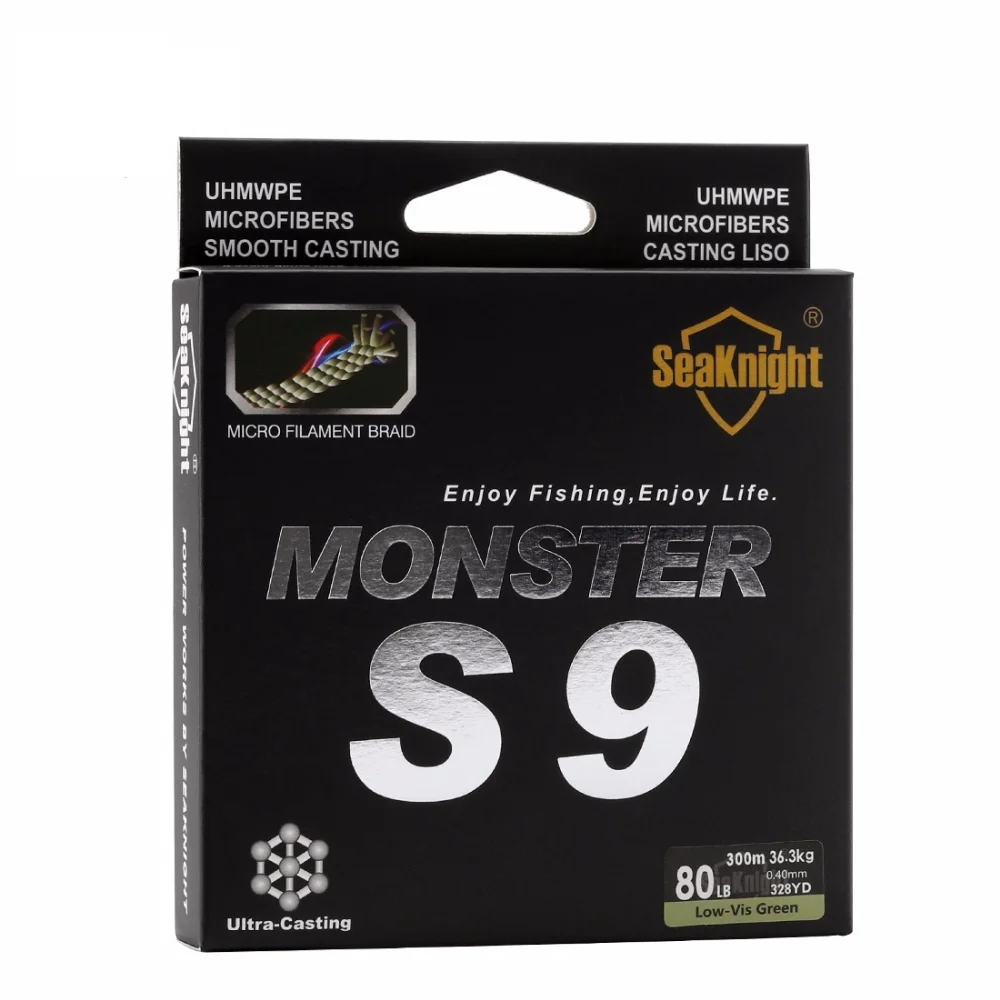 SeaKnight Monster S9 300 м плетеные рыболовные лески S спиральные Braide Tech. 9 нитей